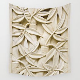 Ivory Leaves Vintage Floral Pattern Wall Tapestry