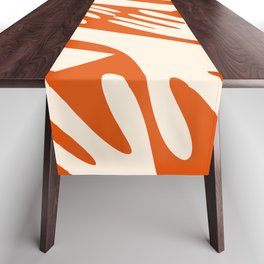 Show of Hands Retro Modern Abstract Pattern in Burnt Orange and Cream Table Runner