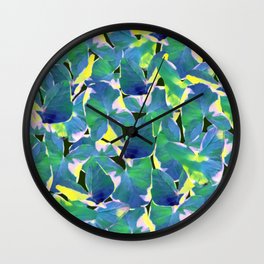 Caladium Bicolor leaves Pattern Art Print Wall Clock