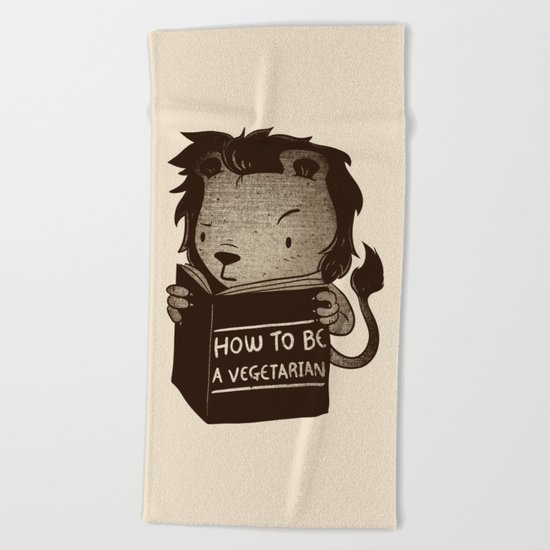 Lion Book How To Be Vegetarian Beach Towel