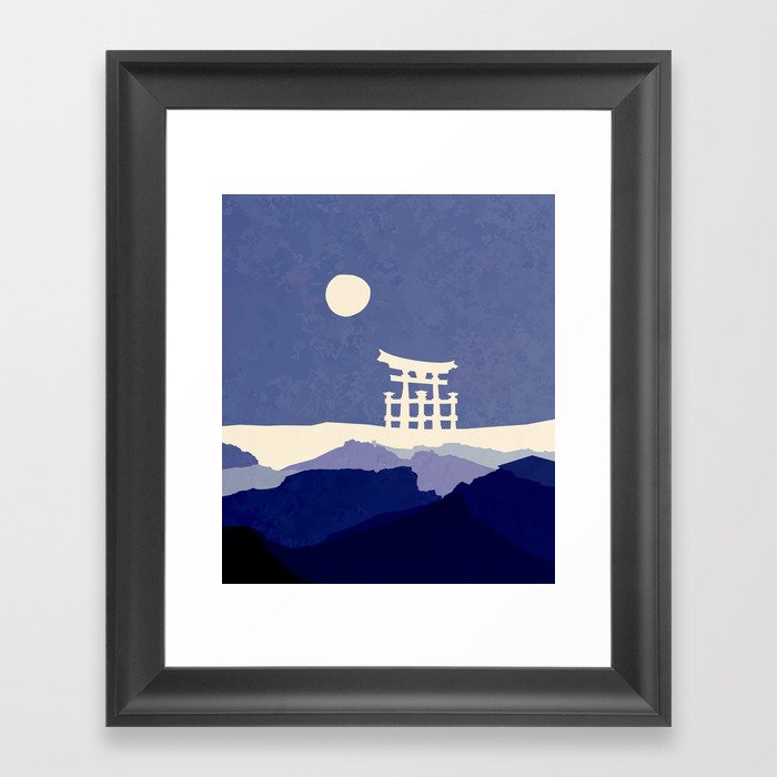 Japanese Torii Mountain Landscape Framed Art Print