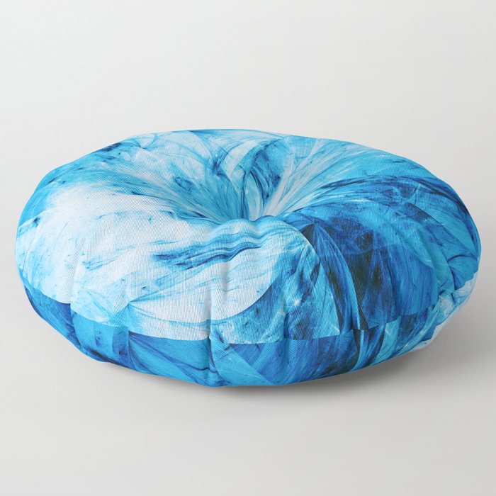 Arctic Split Abstract Blue Ice Marble Artwork  Floor Pillow