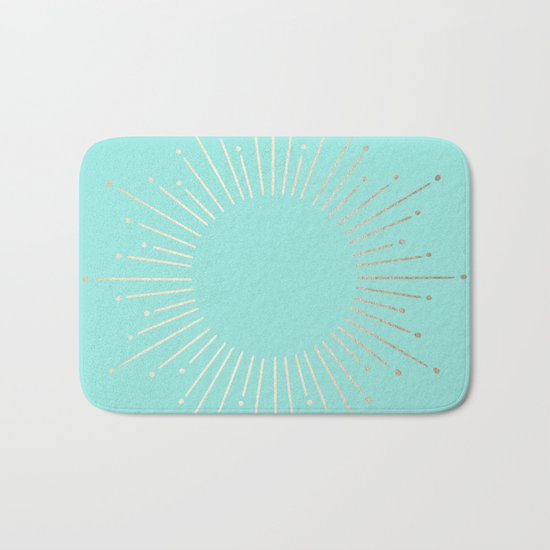Simply Sunburst in Tropical Sea Blue Bath Mat