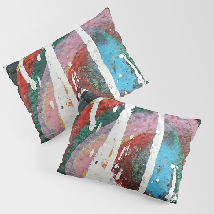 White color dripping over colorful vivid brushstrokes background texture Pillow Sham