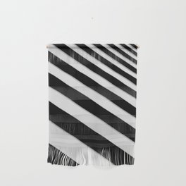 Perspective Solid Lines - Black and White Stripes - Digital Illustration - Artwork Wall Hanging