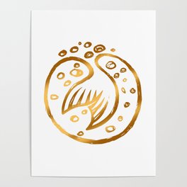 Mermaid Golden Hand Drawn  Poster