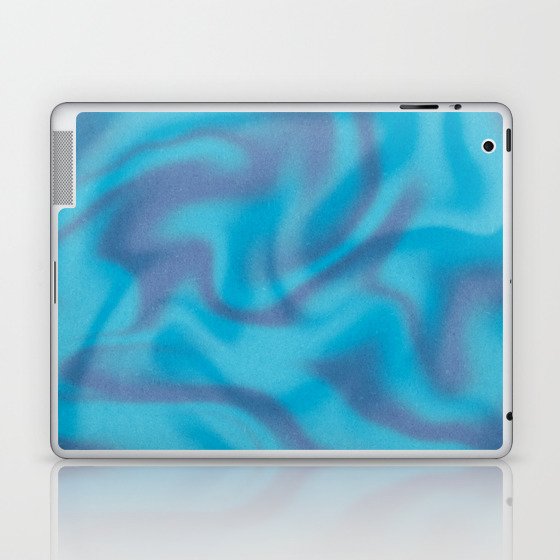Blue Teal Abstract Groovy Retro 70s Swirl Laptop & iPad Skin