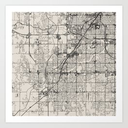 Olathe USA - Black and White city Map Art Print