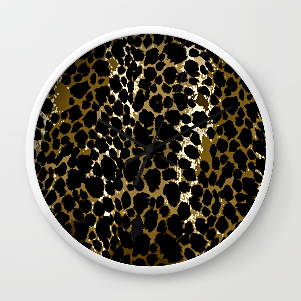Animal Print Pattern Black and Brown Wall Clock by Art is Wonderful |  Society6