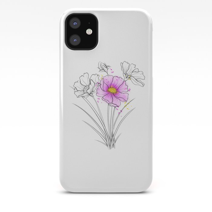 Cosmos Flower Drawing Iphone Case By Sunshineinspireddesigns Society6