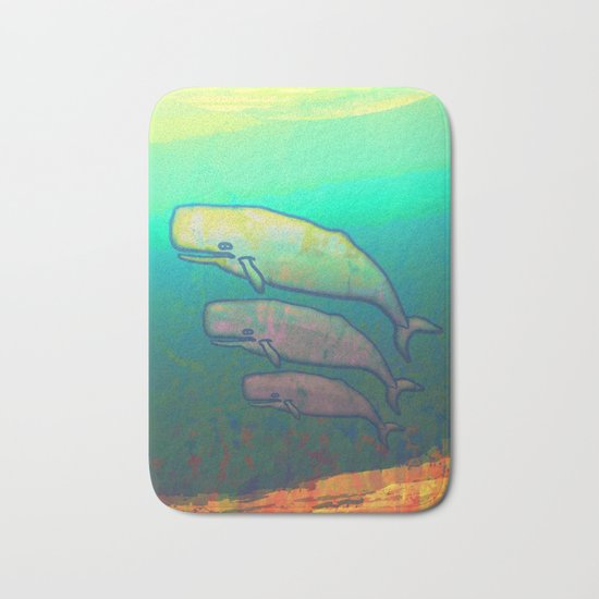 Whales Swimming Together Bath Mat