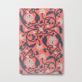 Oriental Lotus Pattern In Coral Pink Metal Print | Graphicdesign, Bud, Beauty, Flower, Coral, Ornamental, Seamless, Paisley, Indian, Lotus 
