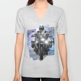 Adventure motorcycle painting style  V Neck T Shirt