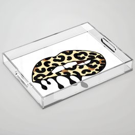 Leopard melting lips. Fashion art print Acrylic Tray