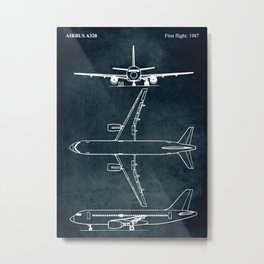 Airbus A320 - First flight 1987 Metal Print | Patent, Planes, Art, Graphicdesign, Blue, Blueprint, Airbus, Blueprints, Pilot, Poster 