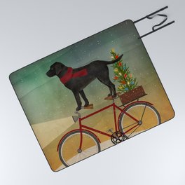 Labrador Dog Christmas Bicycle Picnic Blanket