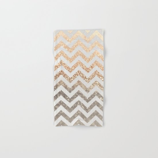 GOLD & SILVER CHEVRON Hand & Bath Towel