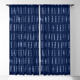 White stripes over blue shibori tie dye Blackout Curtain