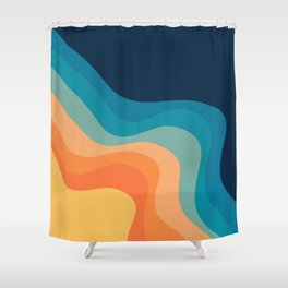 Retro style waves decoration Shower Curtain