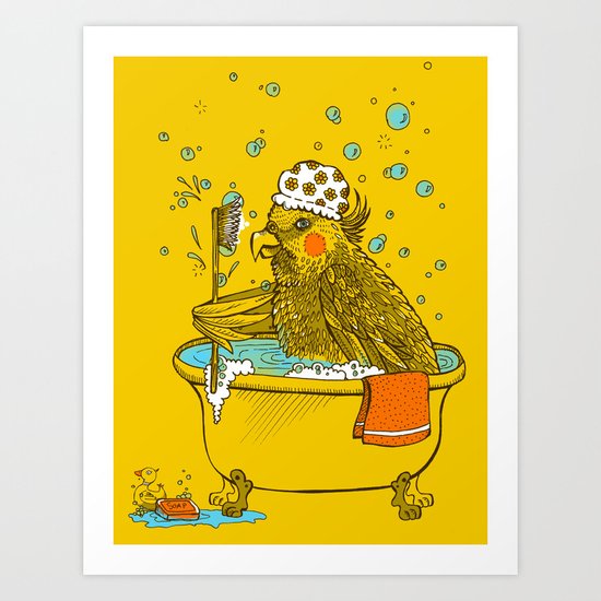 Bird Bath! Art Print
