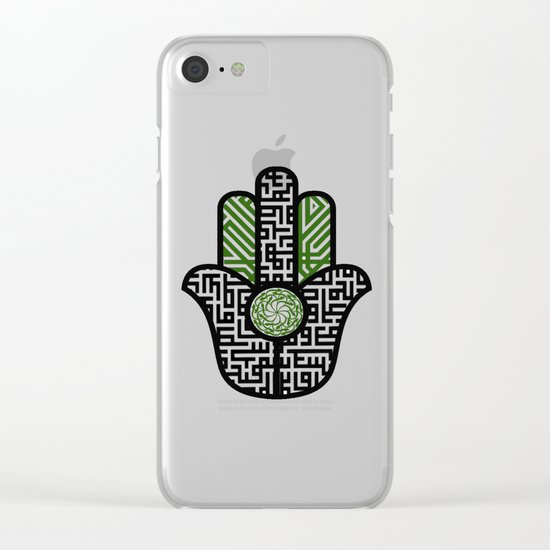 hamsa calligraphy -green Clear iPhone Case