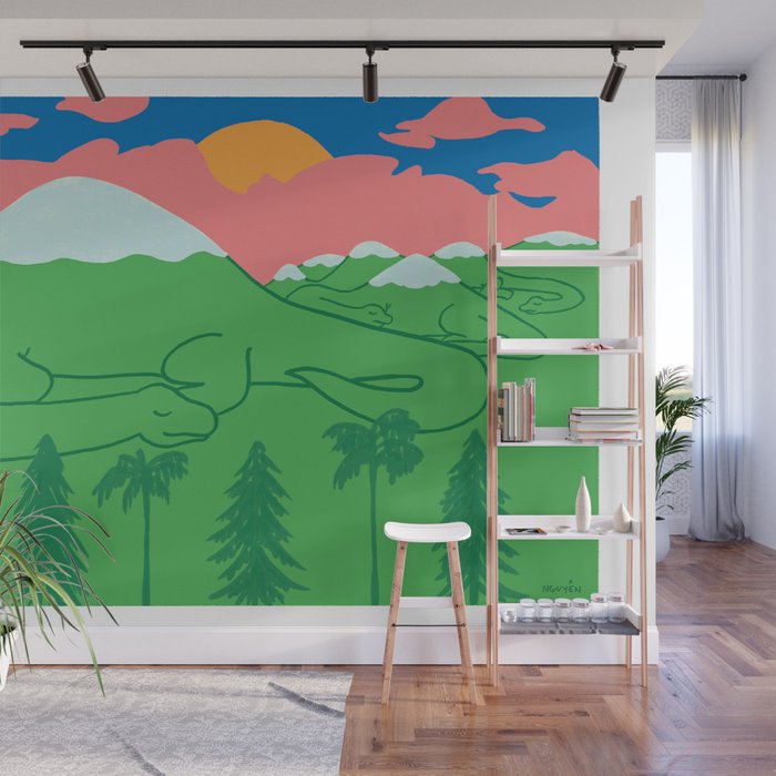 Dino Mountains Wall Mural