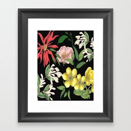Tropical Botanical Flowers, Foliage and Leaves Framed Art Print