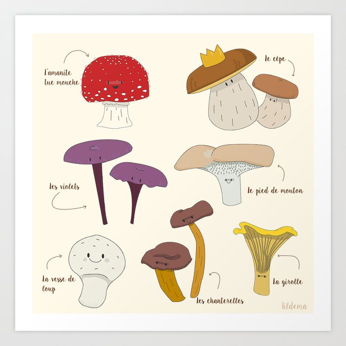 Happy mushrooms Art Print