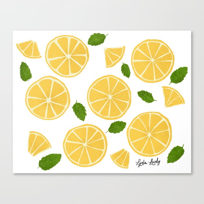 Yellow Lemons-white/ transparent background Canvas Print