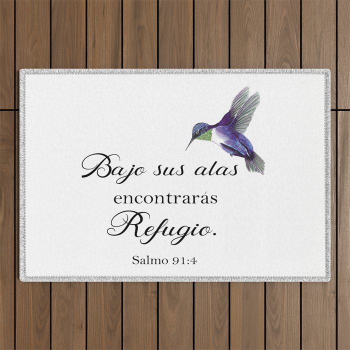 Bajo sus alas encontraras refugio, salmo 91 Spanish bible verse Outdoor Rug