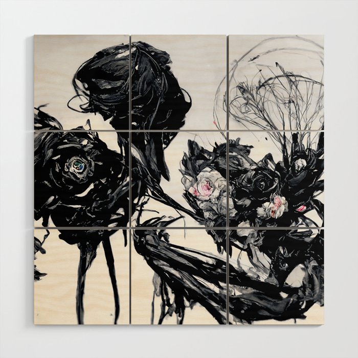 Black Roses - Abstract Art Take Four Wood Wall Art