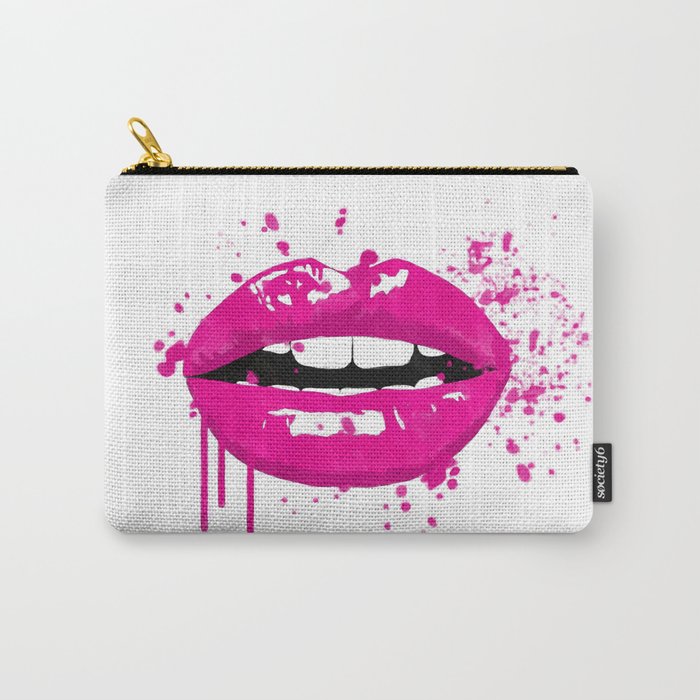 Pink lips fashion illustration Carry-All Pouch