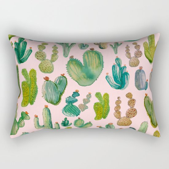 Cactus Pink Rectangular Pillow