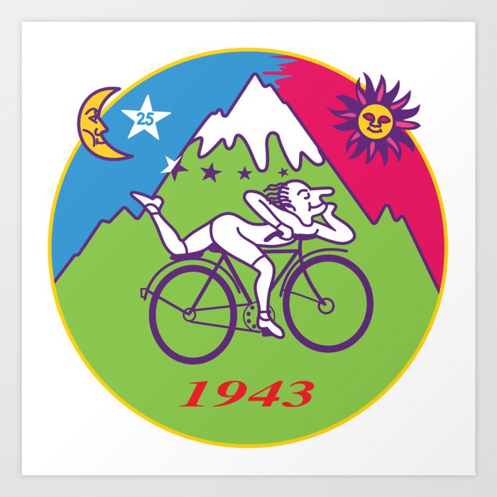 Albert Hofmann Bicycle Day LSD 1943 Circle Art Print by Hexxagram