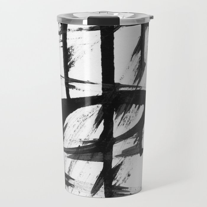 Black brush stripes Travel Mug