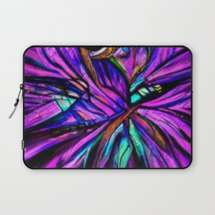 Psychedelic Art - Purple And Green Dragonfly Laptop Sleeve