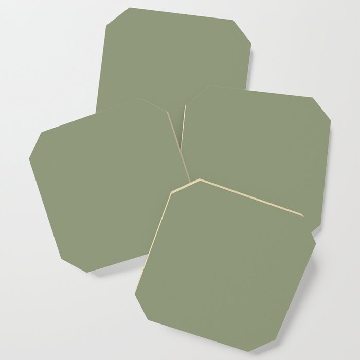 Artichoke Green Solid Color Popular Hues Patternless Shades of Green Collection - Hex Value #8F9779 Coaster