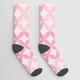 Pink Four Leaf cement circle tile. Geometric circle decor pattern. Digital Illustration background Socks
