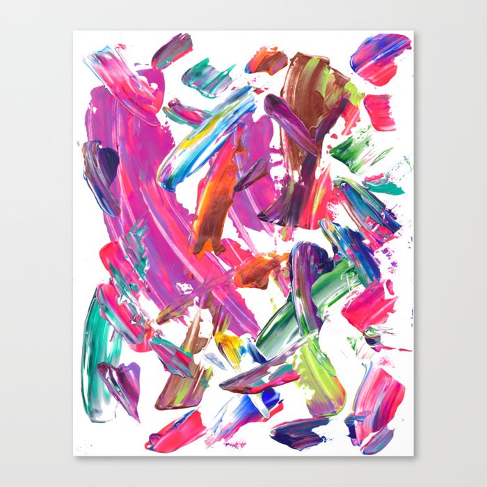 Rainbow Brush Stroke Party Abstract Painting Canvas Print