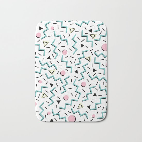 Back to the 80's eighties, funky memphis pattern design Bath Mat