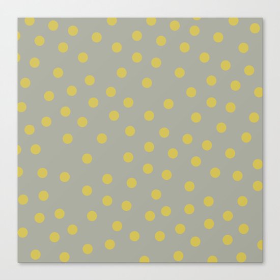 Simply Dots Mod Yellow on Retro Gray Canvas Print