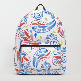 Multicolored Watercolor Paisley Florals on white Backpack