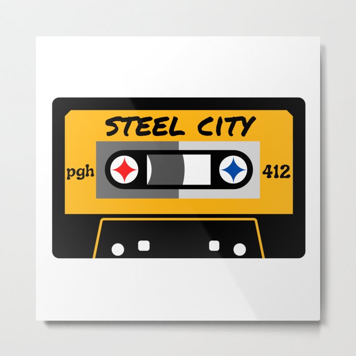 Pittsburgh Steel City 412 Vintage Music Cassette Tape Metal Print