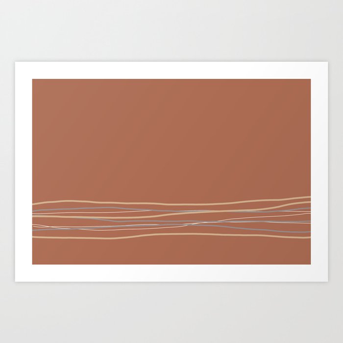 Sherwin Williams Cavern Clay Warm Terracotta SW 7701 with Scribble Lines Bottom in Accent Colors Art Print