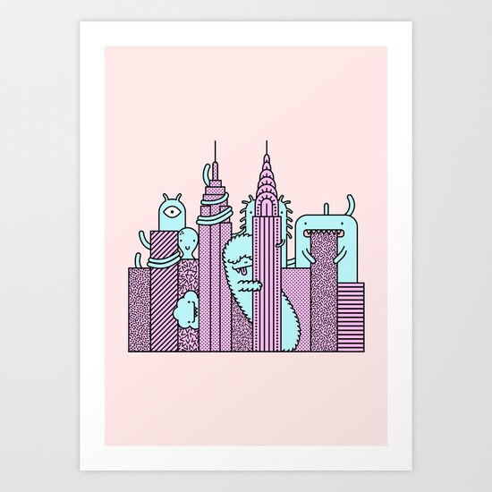 Monster Invasion Colored Art Print