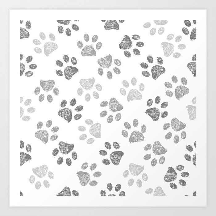 Dog Tracks Paw Prints Black and White - free svg file for members - SVG  Heart