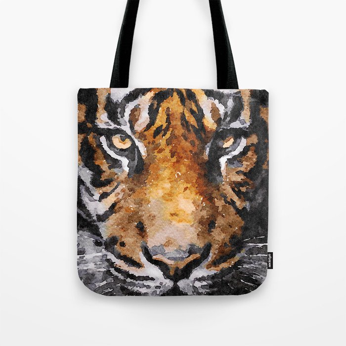 Tiger Head Watercolor Tote Bag