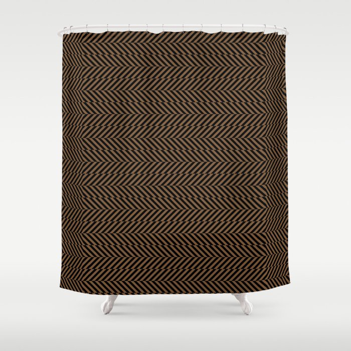 Brown and Black Hypnotic Horizontal Stripe Pattern - Sherwin Williams 2022 Color Uber Umber SW 9107 Shower Curtain