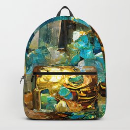 Aquamarine, the Birthstone of Pisces Backpack | Pisces, Gold, Decorative, Quartz, Gemstone, Zodiac, Birthstone, Fantasyart, Lightblue, Painting 
