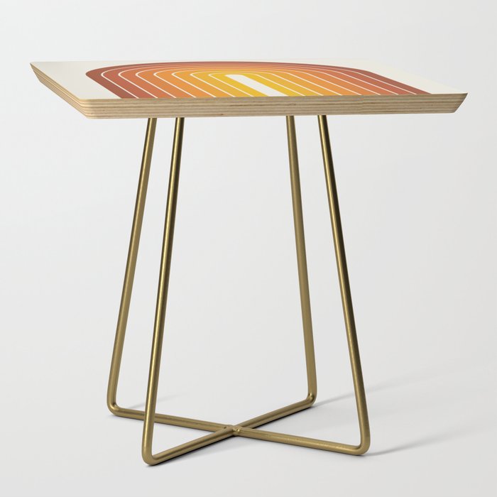 Gradient Arch IX Retro Orange Mid Century Modern Rainbow Side Table